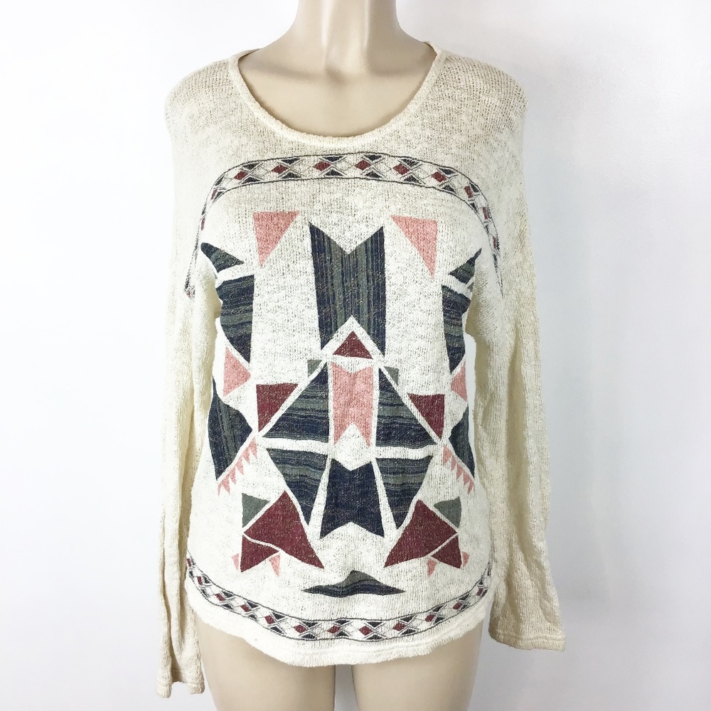 Forever 21 Southwestern print cream Sweater top blouse size medium